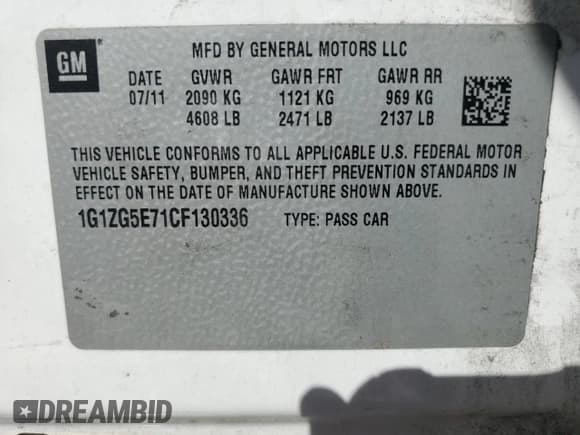 ✅ 2012 Chevrolet Malibu LTZ • VIN: 1G1ZG5E71CF130336 • Lot: 69080004. Listed on Copart with 168,690 mi. Free auction sales archive from the USA and detailed vehicle history report at DreamBid. Image 12.