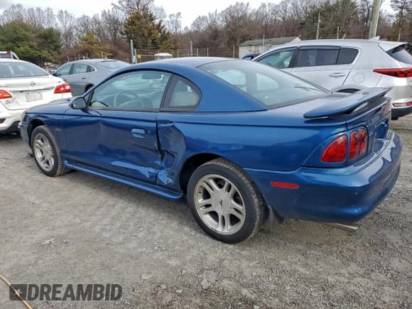 ✅ 1998 Ford Mustang GT • VIN: 1FAFP42X9WF241834 • Lot: 95513375. Listed on Copart with 68,567 mi. Free auction sales archive from the USA and detailed vehicle history report at DreamBid. Image 2.