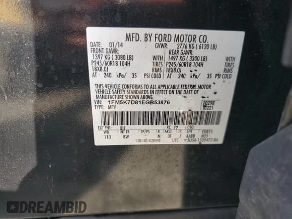 ✅ 2014 Ford Explorer XLT • VIN: 1FM5K7D81EGB53876 • Lot: 82386965. Wystawiony na Copart z przebiegiem 165 673 mil. Bezpłatny archiwum sprzedaży aukcyjnych z USA i szczegółowy raport historii pojazdu na DreamBid. Zdjęcie 13.