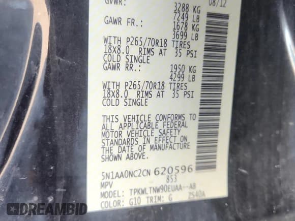 ✅ 2012 Nissan Armada SV • VIN: 5N1AA0NC2CN620596 • Lot: 89656655. Wystawiony na Copart z przebiegiem 172 821 mil. Bezpłatny archiwum sprzedaży aukcyjnych z USA i szczegółowy raport historii pojazdu na DreamBid. Zdjęcie 14.