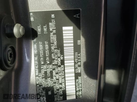 ✅ 2014 Toyota Sienna LE • VIN: 5TDKK3DC1ES521838 • Lot: 91239805. Listed on Copart with 139,460 mi. Free auction sales archive from the USA and detailed vehicle history report at DreamBid. Image 13.