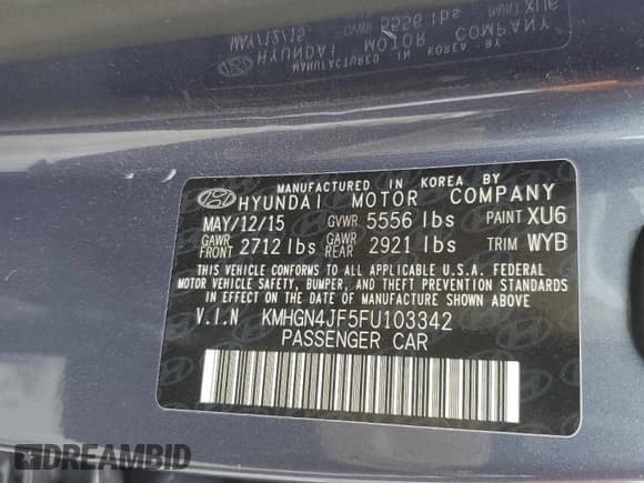 ✅ 2015 Hyundai Genesis 5.0L • VIN: KMHGN4JF5FU103342 • Lot: 77891334. Wystawiony na Copart z przebiegiem 117 366 mil. Bezpłatny archiwum sprzedaży aukcyjnych z USA i szczegółowy raport historii pojazdu na DreamBid. Zdjęcie 12.