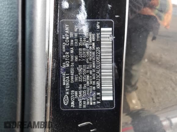 ✅ 2020 Hyundai Tucson SEL • VIN: KM8J3CAL0LU082228 • Lot: 93179065. Listed on Copart with 120,444 mi. Free auction sales archive from the USA and detailed vehicle history report at DreamBid. Image 13.