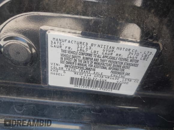 ✅ 2014 Nissan Note S Plus • VIN: 3N1CE2CP2EL398215 • Lot: 43047833. Listed on IAAI with 142,572 mi. Free auction sales archive from the USA and detailed vehicle history report at DreamBid. Image 9.