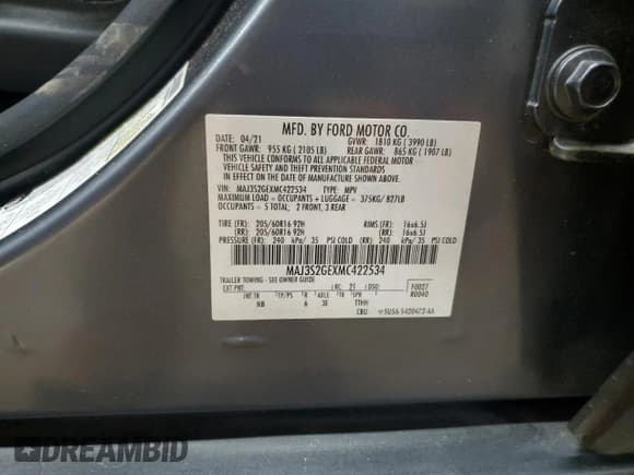 ✅ 2021 Ford EcoSport SE • VIN: MAJ3S2GEXMC422534 • Lot: 82603515. Wystawiony na Copart z przebiegiem 97 335 mil. Bezpłatny archiwum sprzedaży aukcyjnych z USA i szczegółowy raport historii pojazdu na DreamBid. Zdjęcie 13.