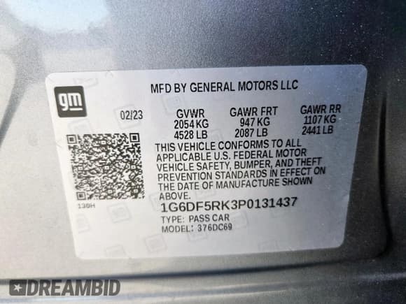 ✅ 2023 Cadillac CT4 Premium Luxury • VIN: 1G6DF5RK3P0131437 • Lot: 85860295. Listed on Copart with 55,569 mi. Free auction sales archive from the USA and detailed vehicle history report at DreamBid. Image 12.