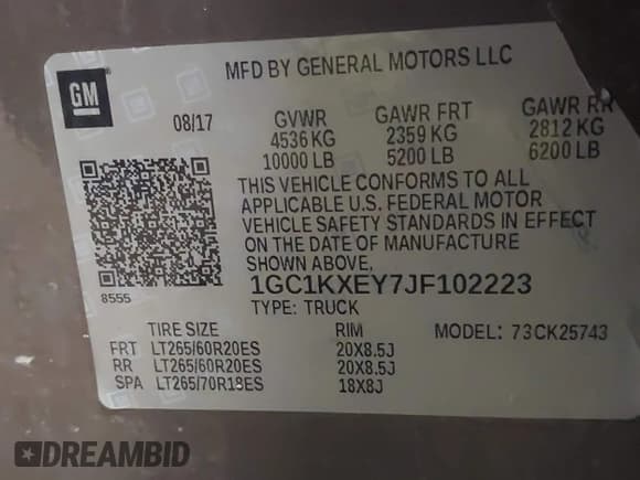 ✅ 2018 Chevrolet Silverado 2500HD High Country • VIN: 1GC1KXEY7JF102223 • Лот: 42759853. Опубликован ранее на IAAI с пробегом 89 061 миль. Бесплатный доступ к архиву аукционных продаж из США и подробный отчёт об истории автомобиля на DreamBid. Изображение 9.