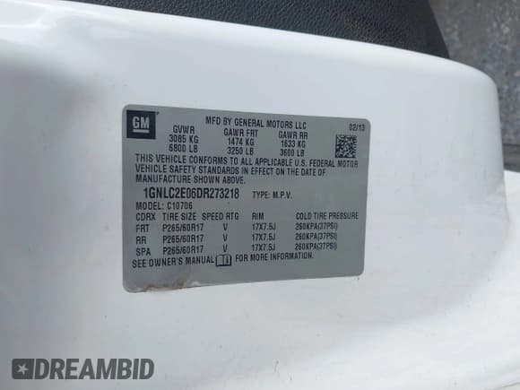 ✅ 2013 Chevrolet Tahoe Commercial • VIN: 1GNLC2E06DR273218 • Lot: 42459013. Wystawiony na IAAI z przebiegiem 181 495 mil. Bezpłatny archiwum sprzedaży aukcyjnych z USA i szczegółowy raport historii pojazdu na DreamBid. Zdjęcie 9.