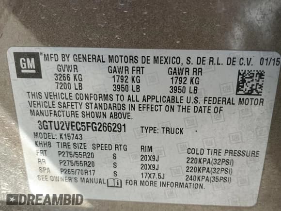 ✅ 2015 GMC Sierra 1500 SLT • VIN: 3GTU2VEC5FG266291 • Лот: 68324495. Опубликован ранее на Copart с пробегом 168 962 миль. Бесплатный доступ к архиву аукционных продаж из США и подробный отчёт об истории автомобиля на DreamBid. Изображение 12.