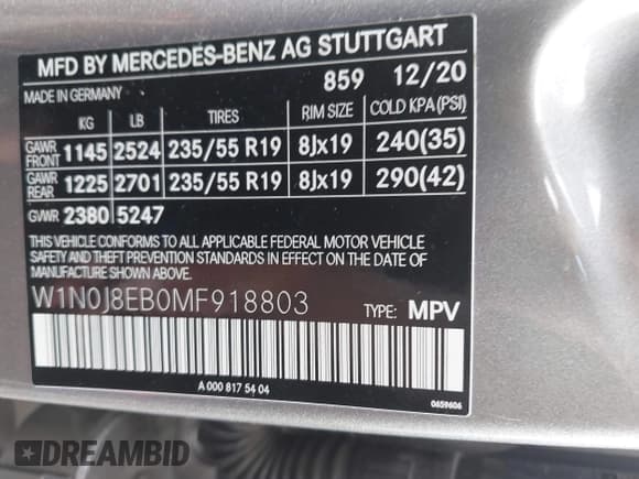 ✅ 2021 Mercedes-Benz GLC 300 • VIN: W1N0J8EB0MF918803 • Lot: 42920347. Listed on IAAI with 68,293 mi. Free auction sales archive from the USA and detailed vehicle history report at DreamBid. Image 9.