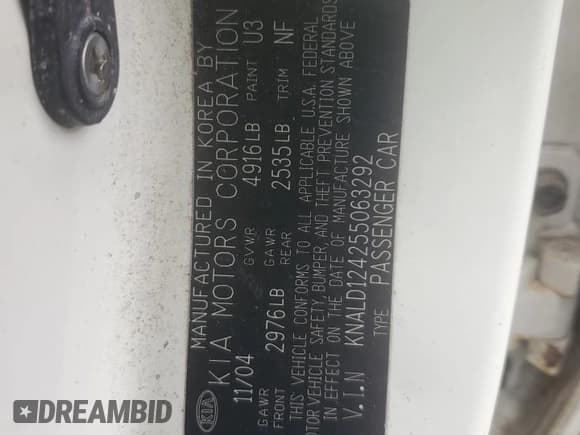 ✅ 2005 Kia Amanti • VIN: KNALD124255063292 • Лот: 59321045. Опубликован ранее на Copart с пробегом 203 424 миль. Бесплатный доступ к архиву аукционных продаж из США и подробный отчёт об истории автомобиля на DreamBid. Изображение 12.