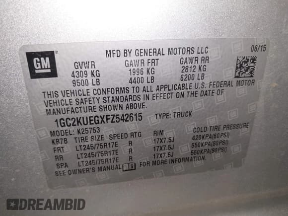 ✅ 2015 Chevrolet Silverado 2500HD Work Truck • VIN: 1GC2KUEGXFZ542615 • Lot: 42372675. Wystawiony na IAAI z przebiegiem 154 300 mil. Bezpłatny archiwum sprzedaży aukcyjnych z USA i szczegółowy raport historii pojazdu na DreamBid. Zdjęcie 9.