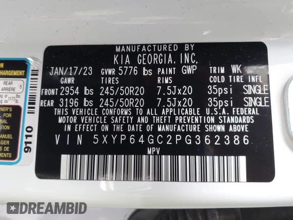 ✅ 2023 Kia Telluride S • VIN: 5XYP64GC2PG362386 • Lot: 43368199. Wystawiony na IAAI z przebiegiem 44 067 mil. Bezpłatny archiwum sprzedaży aukcyjnych z USA i szczegółowy raport historii pojazdu na DreamBid. Zdjęcie 9.