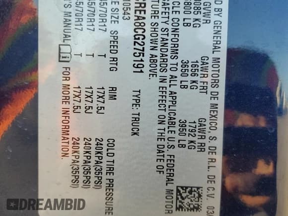 ✅ 2012 Chevrolet Silverado 1500 LS • VIN: 3GCPCREA8CG275191 • Lot: 74473354. Listed on Copart with Not provided. Free auction sales archive from the USA and detailed vehicle history report at DreamBid. Image 14.