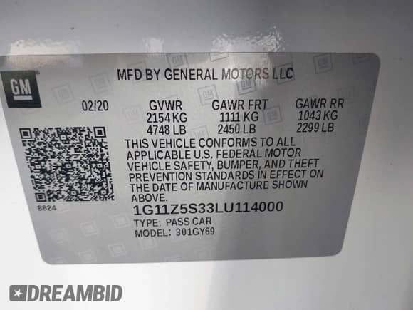 2020 Chevrolet Impala LT с VIN 1G11Z5S33LU114000, выставлен на аукционе IAAI как лот 43234977 с пробегом 128 606 миль миль и . История ставок и продаж доступна на DreamBid. Изображение 9.