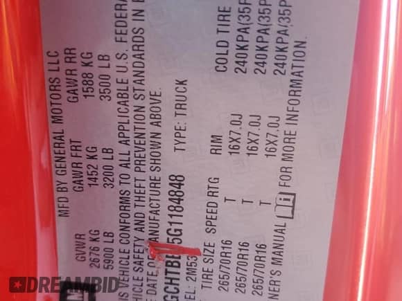 2016 Chevrolet Colorado 4WD WT с VIN 1GCHTBE35G1184848, выставлен на аукционе Copart как лот 58582625 с пробегом 75 947 миль миль и Списание • Salvage title. История ставок и продаж доступна на DreamBid. Изображение 13.