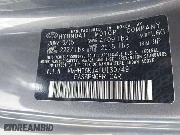 ✅ 2015 Hyundai Genesis Coupe 3.8L Base • VIN: KMHHT6KJ4FU130749 • Lot: 42190148. Listed on IAAI with 101,922 mi. Free auction sales archive from the USA and detailed vehicle history report at DreamBid. Image 9.