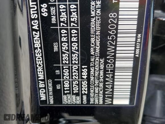 ✅ 2022 Mercedes-Benz GLB 250 • VIN: W1N4M4HB6NW256028 • Lot: 81477625. Listed on Copart with 50,604 mi. Free auction sales archive from the USA and detailed vehicle history report at DreamBid. Image 14.