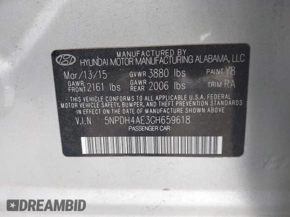 ✅ 2016 Hyundai Elantra SE • VIN: 5NPDH4AE3GH659618 • Lot: 43576497. Listed on IAAI with 91,924 mi. Free auction sales archive from the USA and detailed vehicle history report at DreamBid. Image 9.