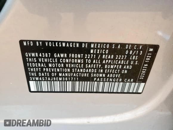 ✅ 2014 Volkswagen Jetta GLI • VIN: 3VW4S7AJ9EM361711 • Lot: 61951625. Wystawiony na Copart z przebiegiem 117 439 mil. Bezpłatny archiwum sprzedaży aukcyjnych z USA i szczegółowy raport historii pojazdu na DreamBid. Zdjęcie 12.