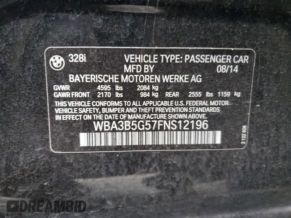 ✅ 2015 BMW 3 Series 328i xDrive • VIN: WBA3B5G57FNS12196 • Лот: 91198535. Опубликован ранее на Copart с пробегом 96 934 миль. Бесплатный доступ к архиву аукционных продаж из США и подробный отчёт об истории автомобиля на DreamBid. Изображение 12.