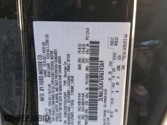 ✅ 2016 Lincoln MKZ • VIN: 3LN6L2GK7GR624369 • Лот: 86476485. Опубликован ранее на Copart с пробегом 140 412 миль. Бесплатный доступ к архиву аукционных продаж из США и подробный отчёт об истории автомобиля на DreamBid. Изображение 12.