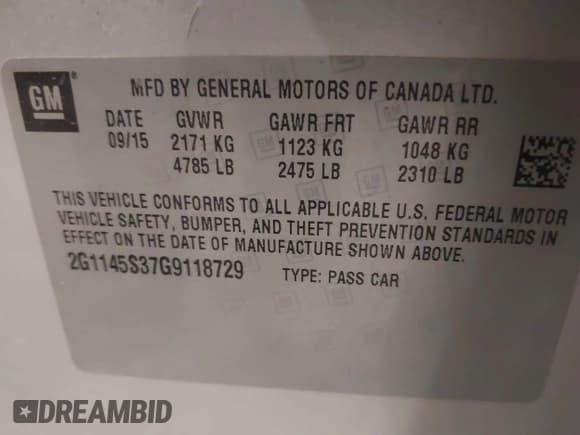 ✅ 2016 Chevrolet Impala LTZ • VIN: 2G1145S37G9118729 • Лот: 42931161. Опубликован ранее на IAAI с пробегом 181 359 миль. Бесплатный доступ к архиву аукционных продаж из США и подробный отчёт об истории автомобиля на DreamBid. Изображение 9.