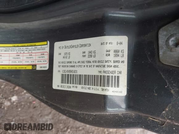 ✅ 2005 Chrysler Sebring • VIN: 1C3EL45X95N518231 • Lot: 42438830. Listed on IAAI with 176,877 mi. Free auction sales archive from the USA and detailed vehicle history report at DreamBid. Image 9.