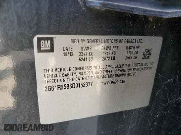 ✅ 2013 Cadillac XTS Luxury • VIN: 2G61R5S36D9152877 • Lot: 68540915. Listed on Copart with 86,531 mi. Free auction sales archive from the USA and detailed vehicle history report at DreamBid. Image 12.