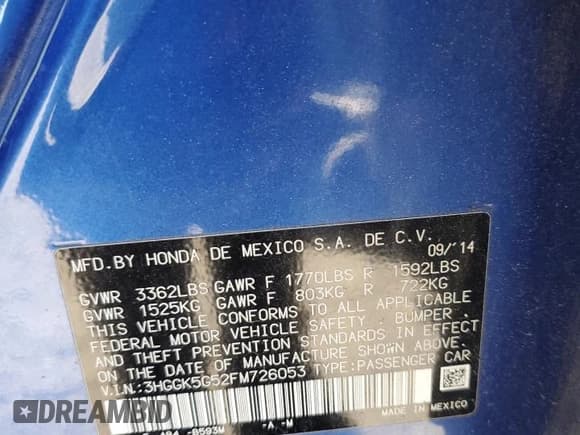 ✅ 2015 Honda Fit LX • VIN: 3HGGK5G52FM726053 • Лот: 81963024. Опубликован ранее на Copart с пробегом 182 442 миль. Бесплатный доступ к архиву аукционных продаж из США и подробный отчёт об истории автомобиля на DreamBid. Изображение 12.