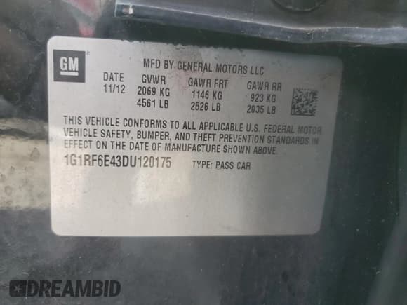 ✅ 2013 Chevrolet Volt • VIN: 1G1RF6E43DU120175 • Lot: 84102794. Wystawiony na Copart z przebiegiem 174 229 mil. Bezpłatny archiwum sprzedaży aukcyjnych z USA i szczegółowy raport historii pojazdu na DreamBid. Zdjęcie 12.