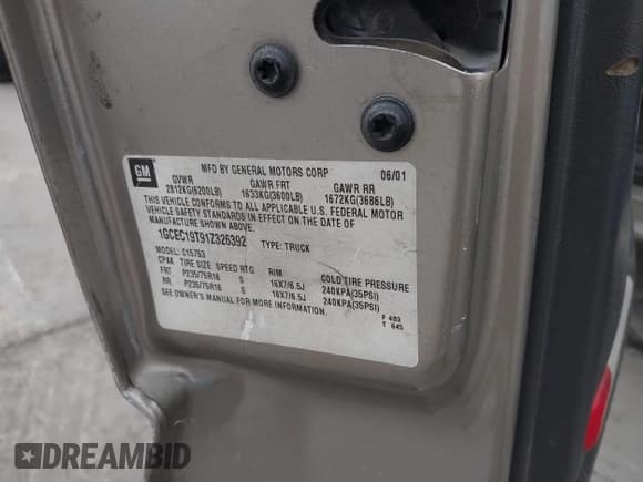 ✅ 2001 Chevrolet Silverado 1500 LT • VIN: 1GCEC19T91Z326392 • Лот: 43508935. Опубликован ранее на IAAI с пробегом Не указан. Бесплатный доступ к архиву аукционных продаж из США и подробный отчёт об истории автомобиля на DreamBid. Изображение 9.