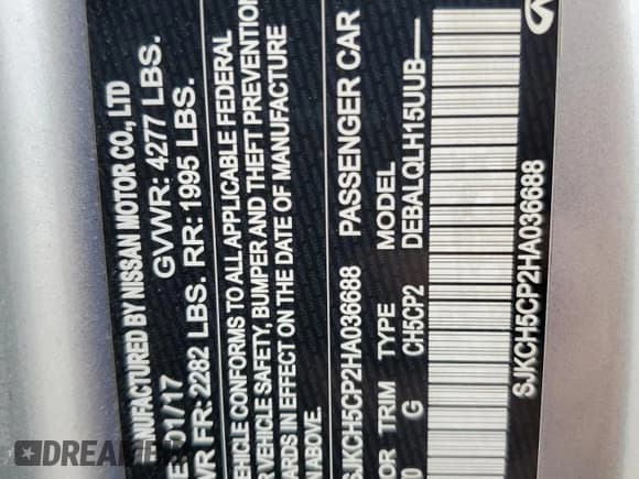 ✅ 2017 Infiniti QX30 • VIN: SJKCH5CP2HA036688 • Lot: 55447415. Wystawiony na Copart z przebiegiem 47 733 mil. Bezpłatny archiwum sprzedaży aukcyjnych z USA i szczegółowy raport historii pojazdu na DreamBid. Zdjęcie 13.