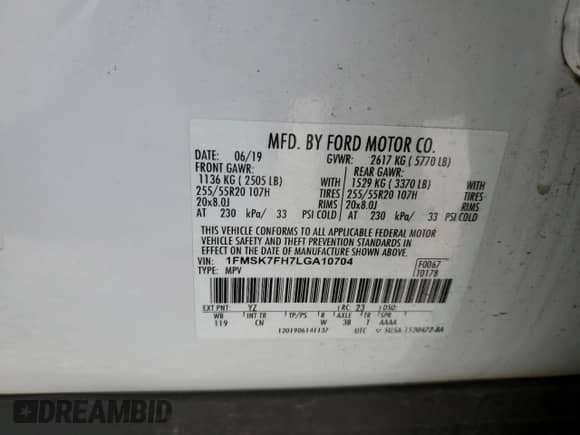 2020 Ford Explorer Limited с VIN 1FMSK7FH7LGA10704, выставлен на аукционе Copart как лот 68747315 с пробегом 110 444 миль миль и Списание • Salvage title. История ставок и продаж доступна на DreamBid. Изображение 13.