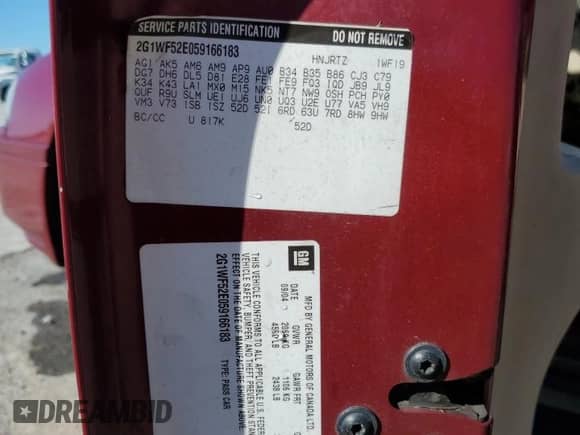 2005 Chevrolet Impala z VIN 2G1WF52E059166183, wystawiony jako Copart lot #86827125 z przebiegiem 152 646 mil mil oraz Szkoda całkowita • Salvage title. Historia ofert i sprzedaży dostępna na DreamBid. Obrazek 12.