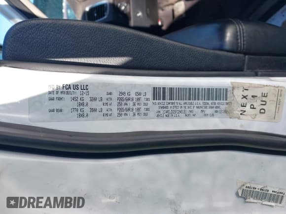 ✅ 2015 Dodge Durango Limited • VIN: 1C4RDJDG5FC245151 • Лот: 43488260. Опубликован ранее на IAAI с пробегом 187 789 миль. Бесплатный доступ к архиву аукционных продаж из США и подробный отчёт об истории автомобиля на DreamBid. Изображение 9.