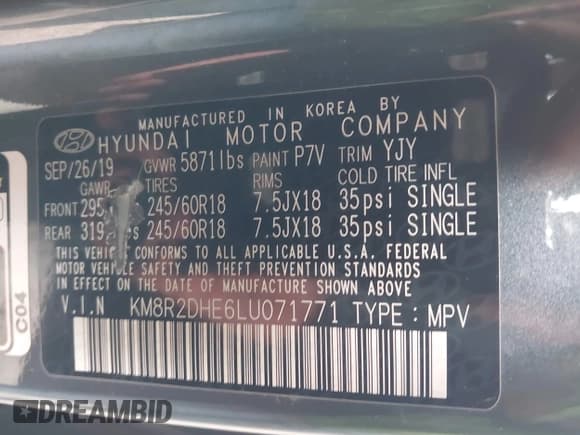 ✅ 2020 Hyundai Palisade SEL • VIN: KM8R2DHE6LU071771 • Лот: 42901444. Опубликован ранее на IAAI с пробегом 72 450 миль. Бесплатный доступ к архиву аукционных продаж из США и подробный отчёт об истории автомобиля на DreamBid. Изображение 9.