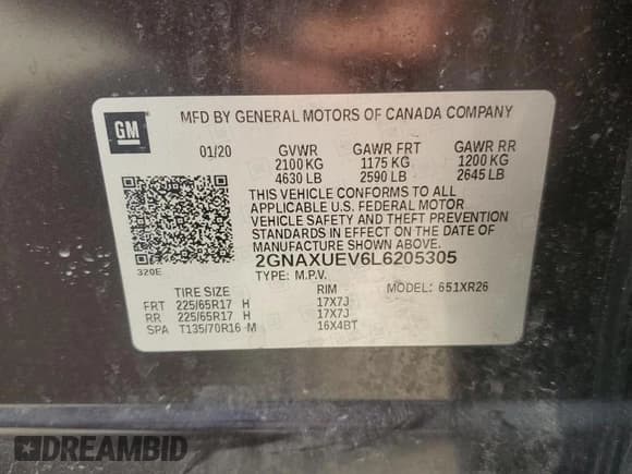 ✅ 2020 Chevrolet Equinox LT • VIN: 2GNAXUEV6L6205305 • Лот: 68328705. Опубликован ранее на Copart с пробегом 88 464 миль. Бесплатный доступ к архиву аукционных продаж из США и подробный отчёт об истории автомобиля на DreamBid. Изображение 13.