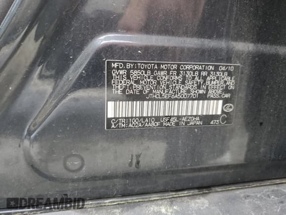 ✅ 2010 Lexus LS 460 • VIN: JTHCL5EF6A5007701 • Lot: 49480475. Wystawiony na Copart z przebiegiem 334 758 mil. Bezpłatny archiwum sprzedaży aukcyjnych z USA i szczegółowy raport historii pojazdu na DreamBid. Zdjęcie 13.