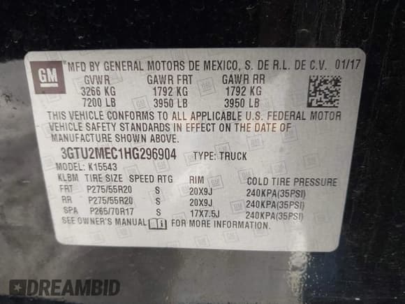 ✅ 2017 GMC Sierra 1500 SLE • VIN: 3GTU2MEC1HG296904 • Lot: 43570477. Listed on IAAI with 237,205 mi. Free auction sales archive from the USA and detailed vehicle history report at DreamBid. Image 9.