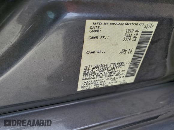 ✅ 2015 Nissan Altima SL • VIN: 1N4AL3AP8FC434169 • Лот: 94321945. Опубликован ранее на Copart с пробегом 162 071 миль. Бесплатный доступ к архиву аукционных продаж из США и подробный отчёт об истории автомобиля на DreamBid. Изображение 12.