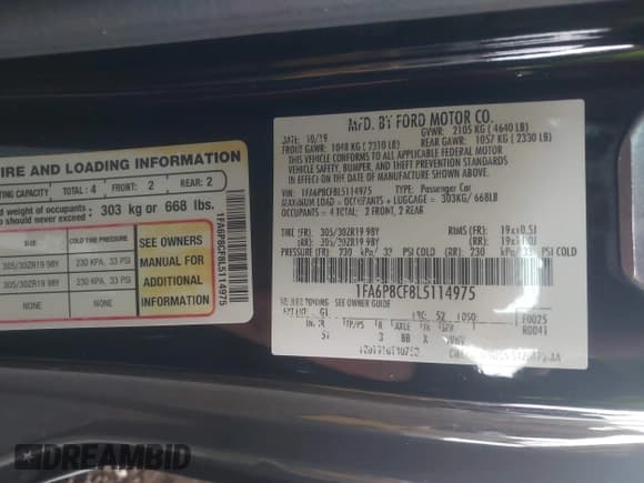 ✅ 2020 Ford Mustang GT • VIN: 1FA6P8CF8L5114975 • Lot: 41285995. Listed on IAAI with Not provided. Free auction sales archive from the USA and detailed vehicle history report at DreamBid. Image 9.