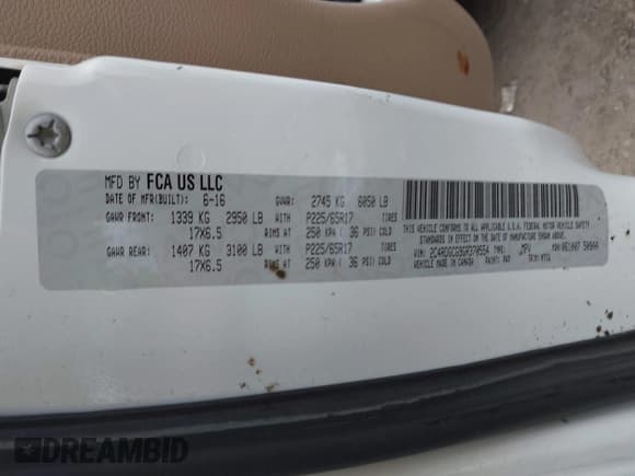 ✅ 2016 Dodge Grand Caravan SXT • VIN: 2C4RDGCG9GR370554 • Lot: 43150061. Listed on IAAI with 109,304 mi. Free auction sales archive from the USA and detailed vehicle history report at DreamBid. Image 9.