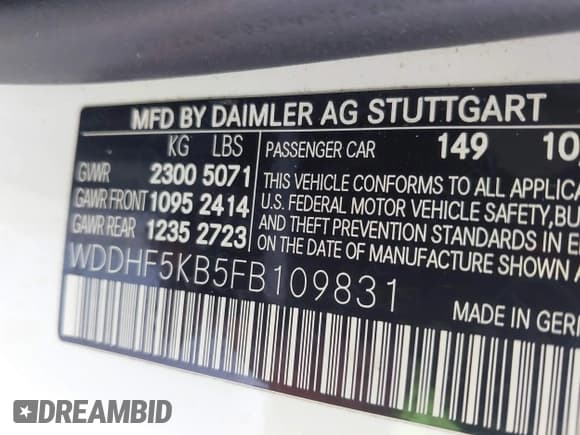 ✅ 2015 Mercedes-Benz E 350 Sport • VIN: WDDHF5KB5FB109831 • Lot: 42345153. Listed on IAAI with 180,437 mi. Free auction sales archive from the USA and detailed vehicle history report at DreamBid. Image 9.