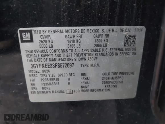 ✅ 2015 Cadillac SRX Luxury Collection • VIN: 3GYFNEE38FS572697 • Лот: 43730072. Опубликован ранее на IAAI с пробегом 188 399 миль. Бесплатный доступ к архиву аукционных продаж из США и подробный отчёт об истории автомобиля на DreamBid. Изображение 9.