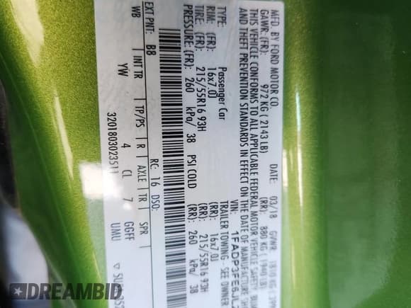 ✅ 2018 Ford Focus SE • VIN: 1FADP3FE6JL281504 • Lot: 85366705. Listed on Copart with 43,199 mi. Free auction sales archive from the USA and detailed vehicle history report at DreamBid. Image 12.