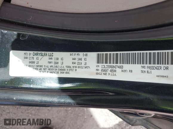 ✅ 2008 Chrysler Sebring Touring • VIN: 1C3LC55R68N274069 • Lot: 43604056. Listed on IAAI with 42,448 mi. Free auction sales archive from the USA and detailed vehicle history report at DreamBid. Image 9.