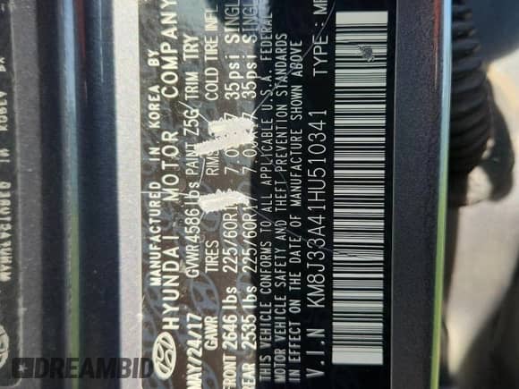 2017 Hyundai Tucson SE Plus с VIN KM8J33A41HU510341, выставлен на аукционе Copart как лот 64876155 с пробегом 107 582 миль миль и На запчасти • Non repairable. История ставок и продаж доступна на DreamBid. Изображение 13.