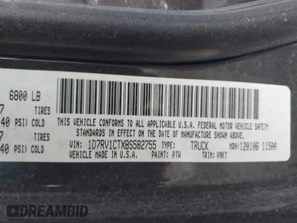 ✅ 2011 Ram 1500 Sport • VIN: 1D7RV1CTXBS582755 • Lot: 43709866. Listed on IAAI with 156,258 mi. Free auction sales archive from the USA and detailed vehicle history report at DreamBid. Image 9.