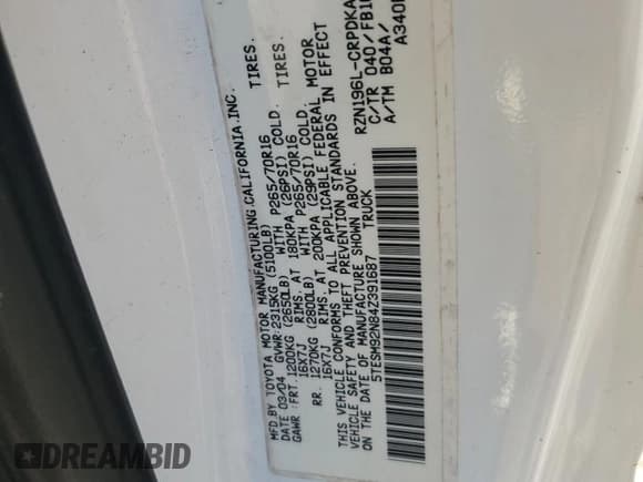 ✅ 2004 Toyota Tacoma PreRunner • VIN: 5TESM92N84Z391687 • Lot: 85936765. Wystawiony na Copart z przebiegiem 284 646 mil. Bezpłatny archiwum sprzedaży aukcyjnych z USA i szczegółowy raport historii pojazdu na DreamBid. Zdjęcie 12.